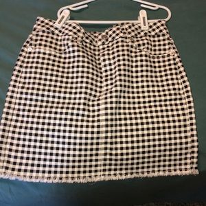Checkered denim skirt